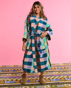 KIP & CO - TERRY BATH ROBE S/M - WOODLAND TARTAN