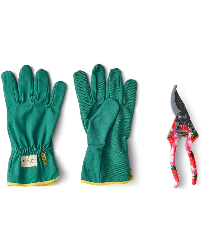 KIP & CO - STRAWBERRY JAM GARDEN SECATEURS AND GLOVES SET