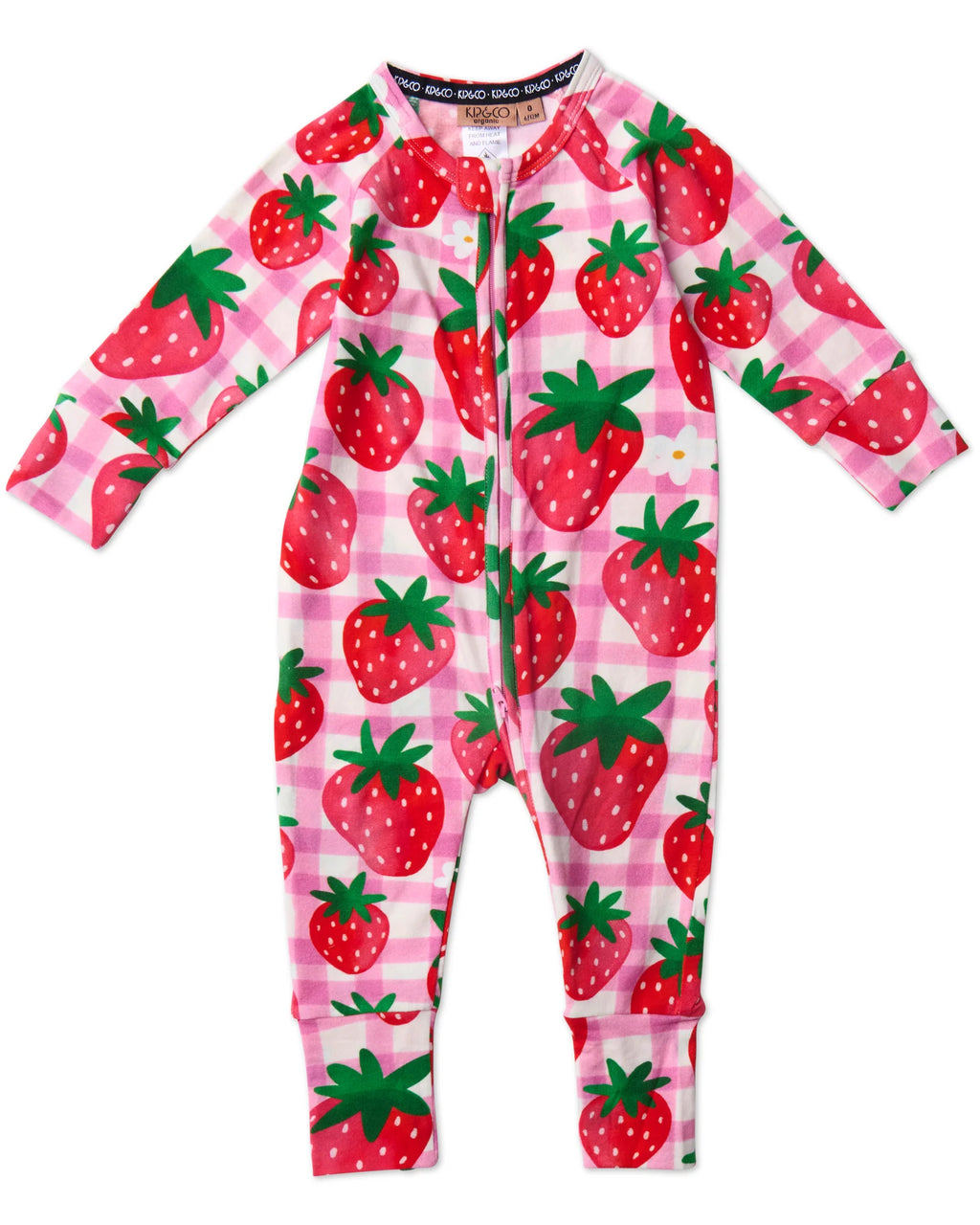 KIP & CO - ORGANIC LONG SLEEVE ZIP ROMPER - STRAWBERRY JAM