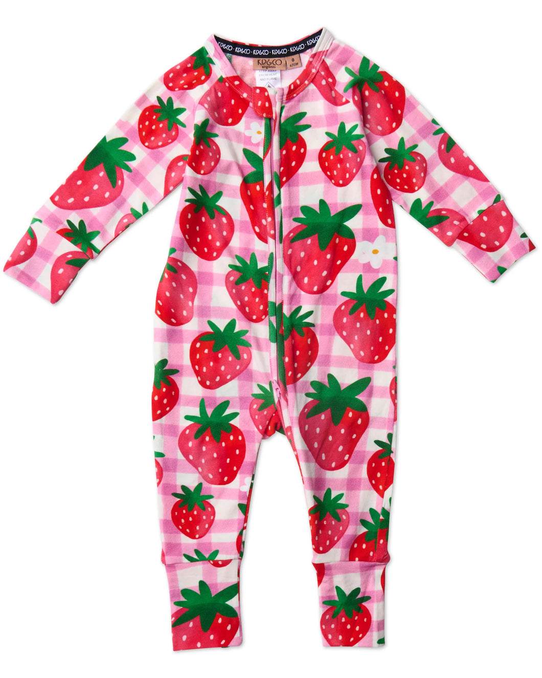 KIP & CO - ORGANIC LONG SLEEVE ZIP ROMPER - STRAWBERRY JAM