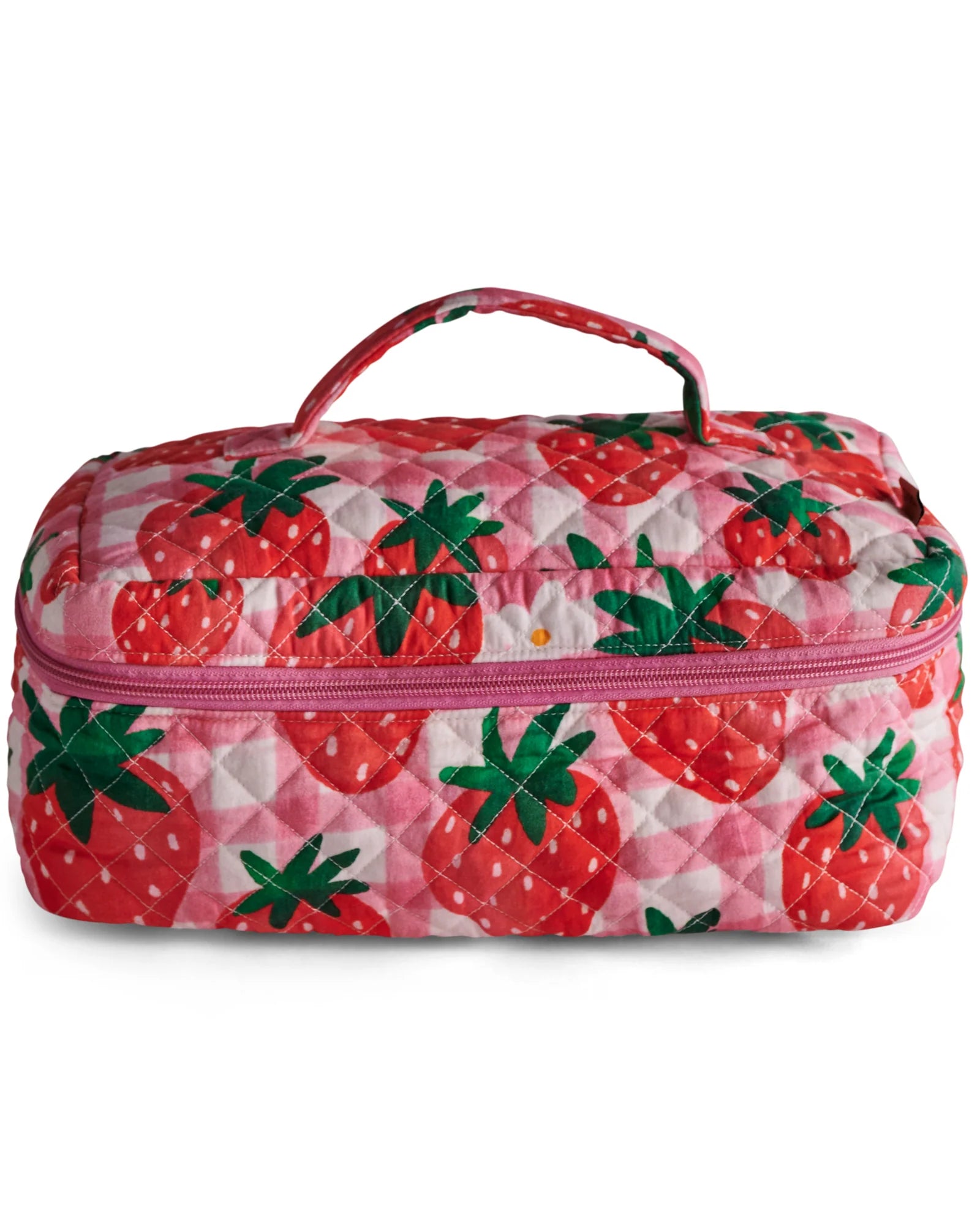 KIP & CO - QUILTED COTTON TOILETRY CASE - STRAWBERRY JAM