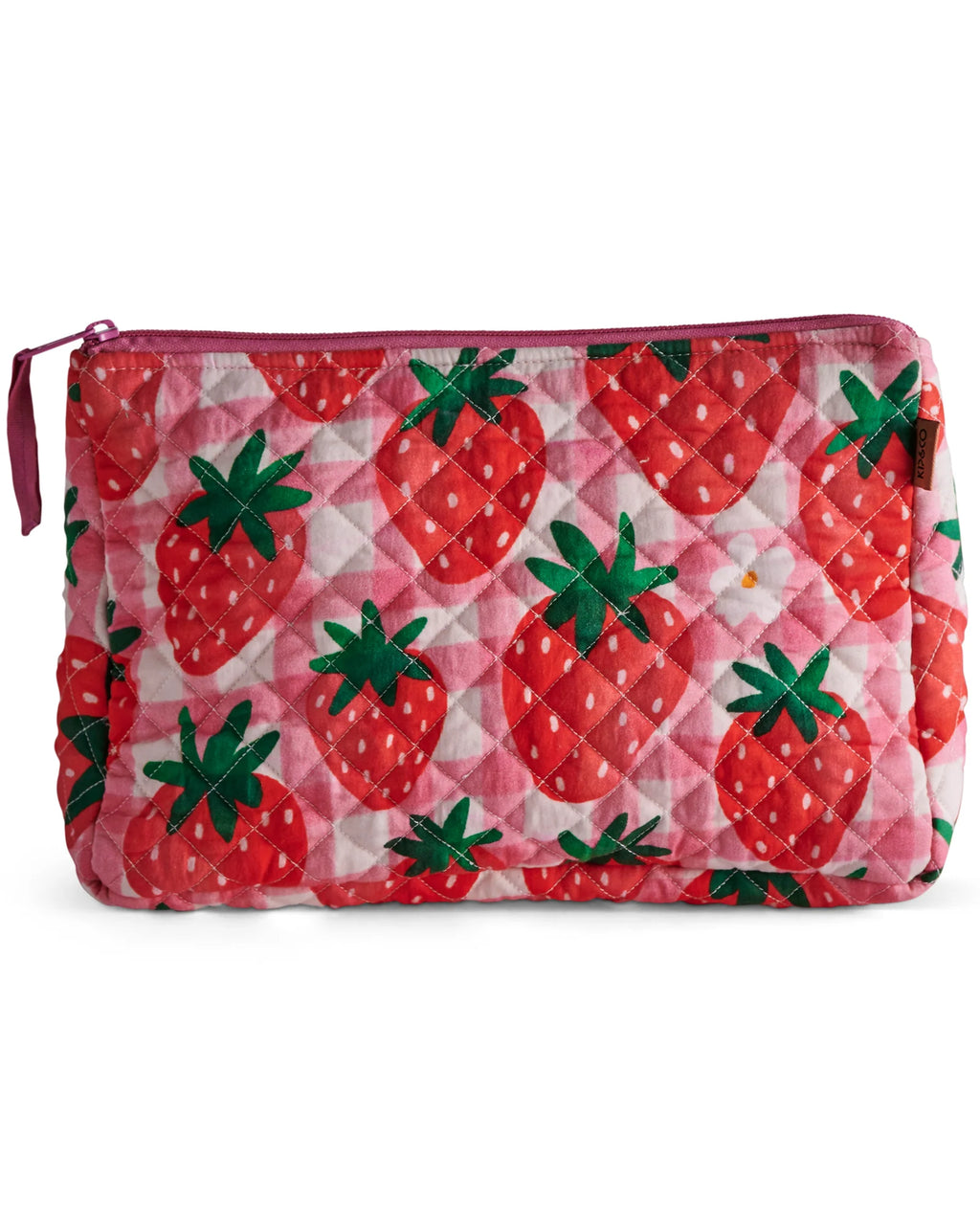 KIP & CO - QUILTED COTTON TOILETRY PURSE - STRAWBERRY JAM
