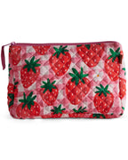 KIP & CO - QUILTED COTTON TOILETRY PURSE - STRAWBERRY JAM