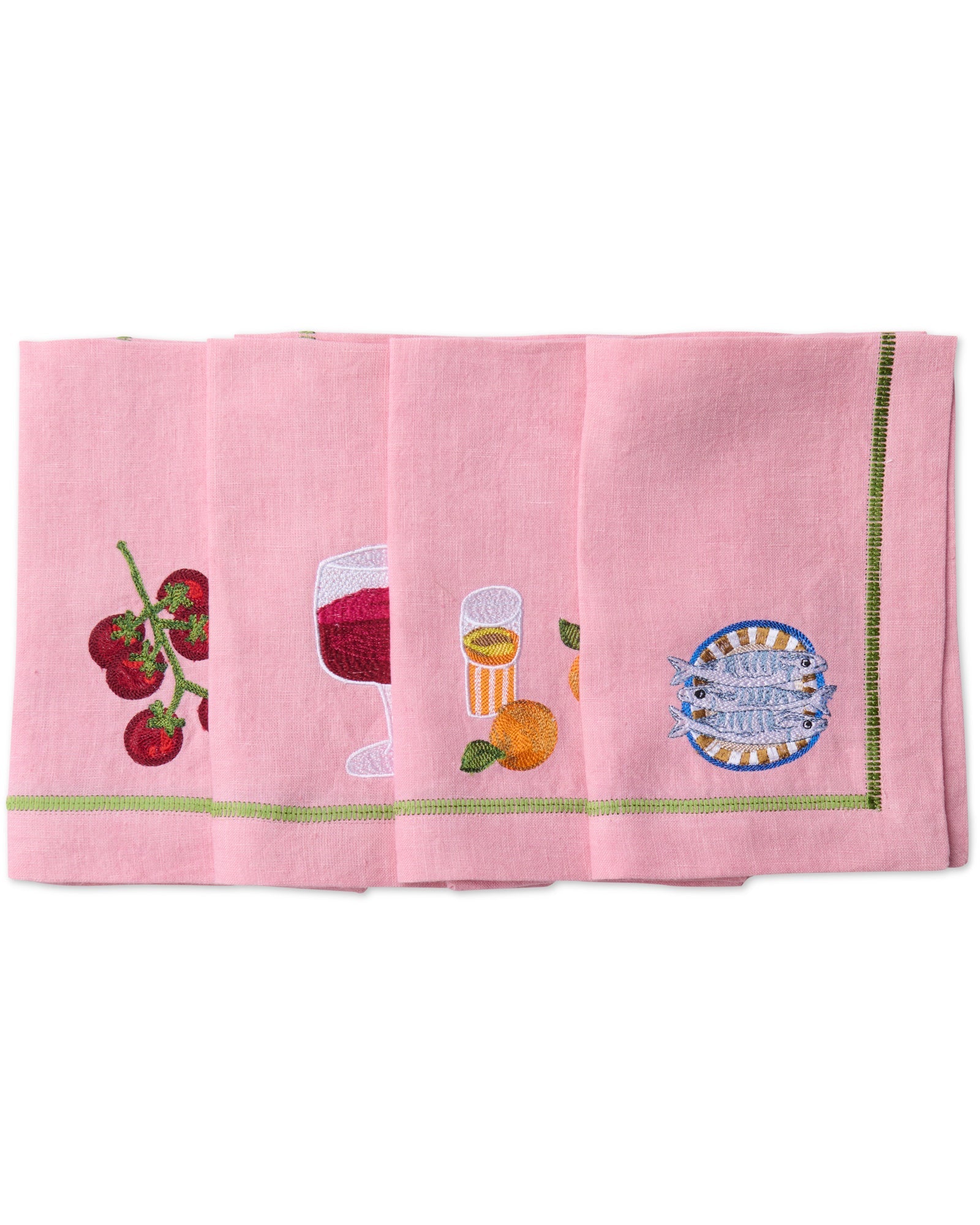 KIP & CO - EMBROIDERED LINEN 4P NAPKIN SET - SUPPER CLUB