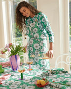 KIP & CO - LINEN APRON - TUMBLING FLOWERS GREEN