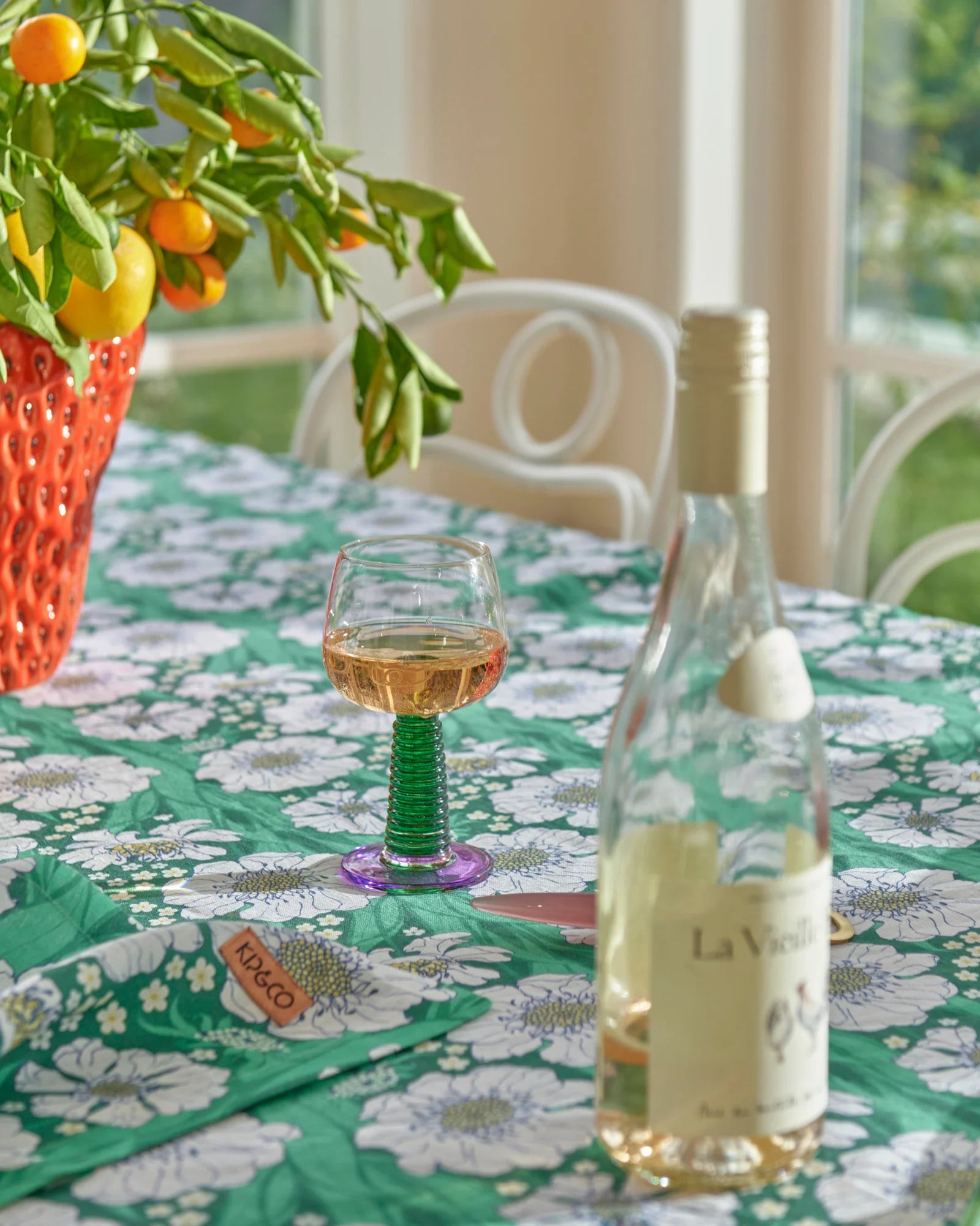 KIP & CO - STALK WINE GLASS 2P SET - GARDEN PARTY