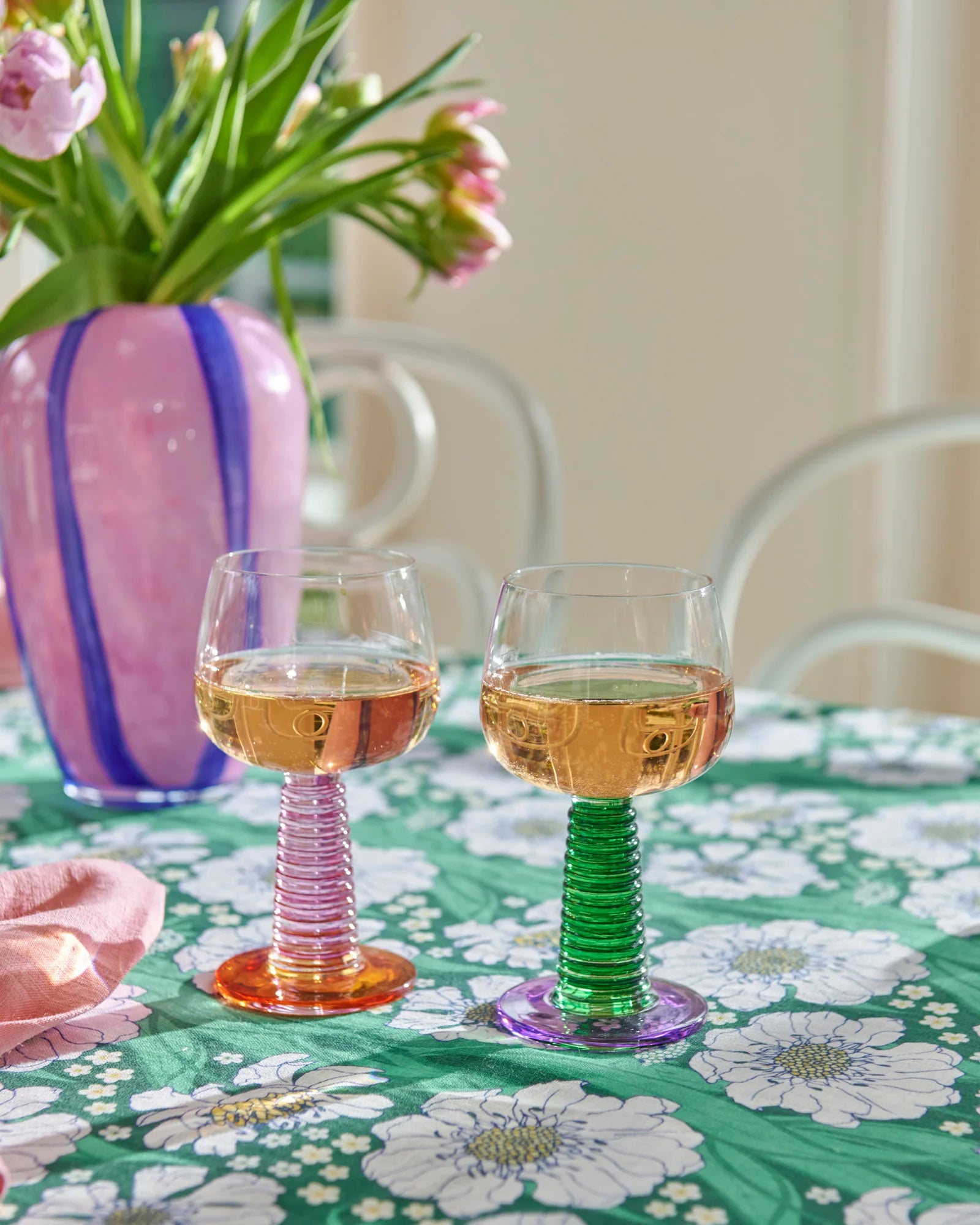 KIP & CO - STALK WINE GLASS 2P SET - GARDEN PARTY