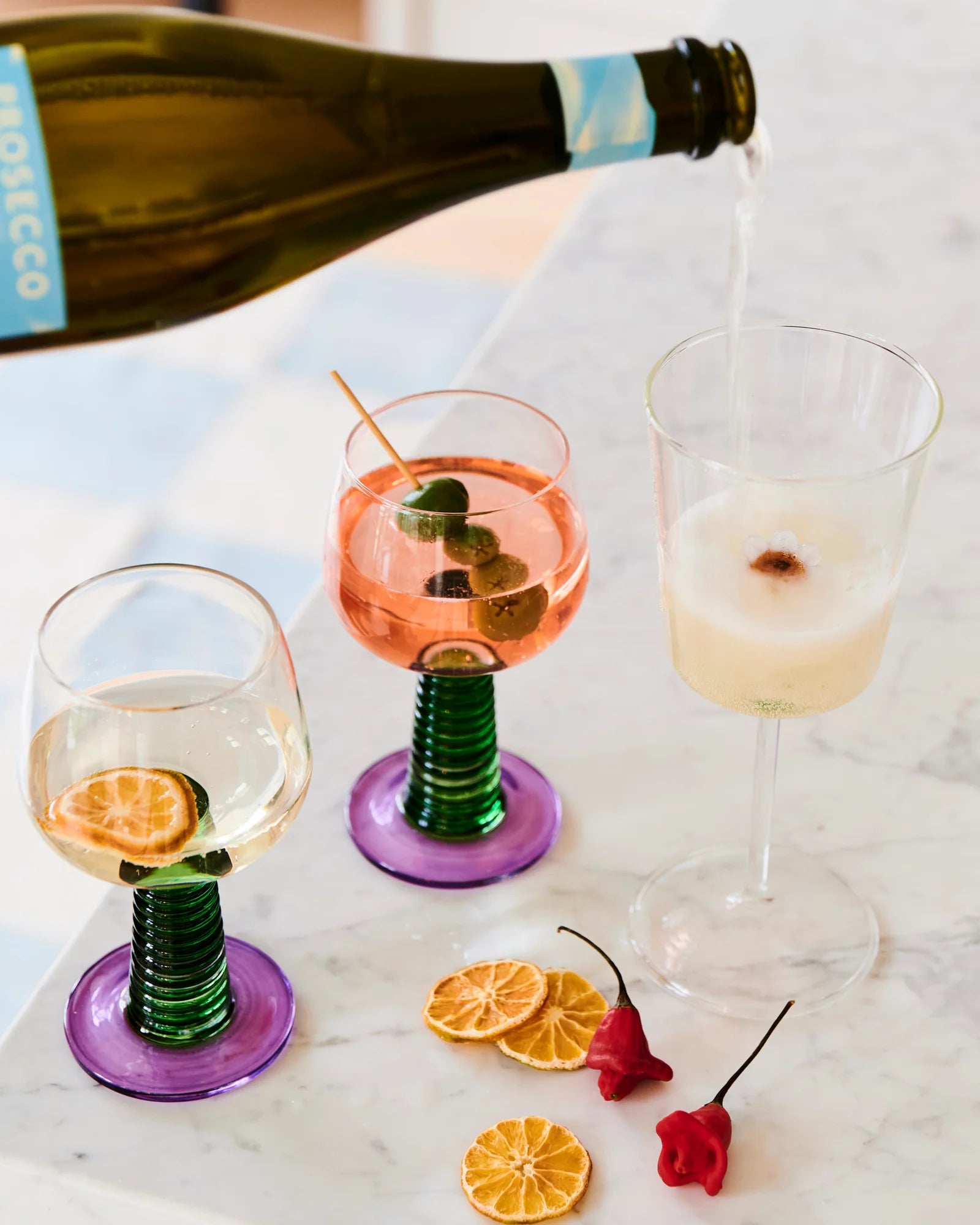 KIP & CO - STALK WINE GLASS 2P SET - GARDEN PARTY