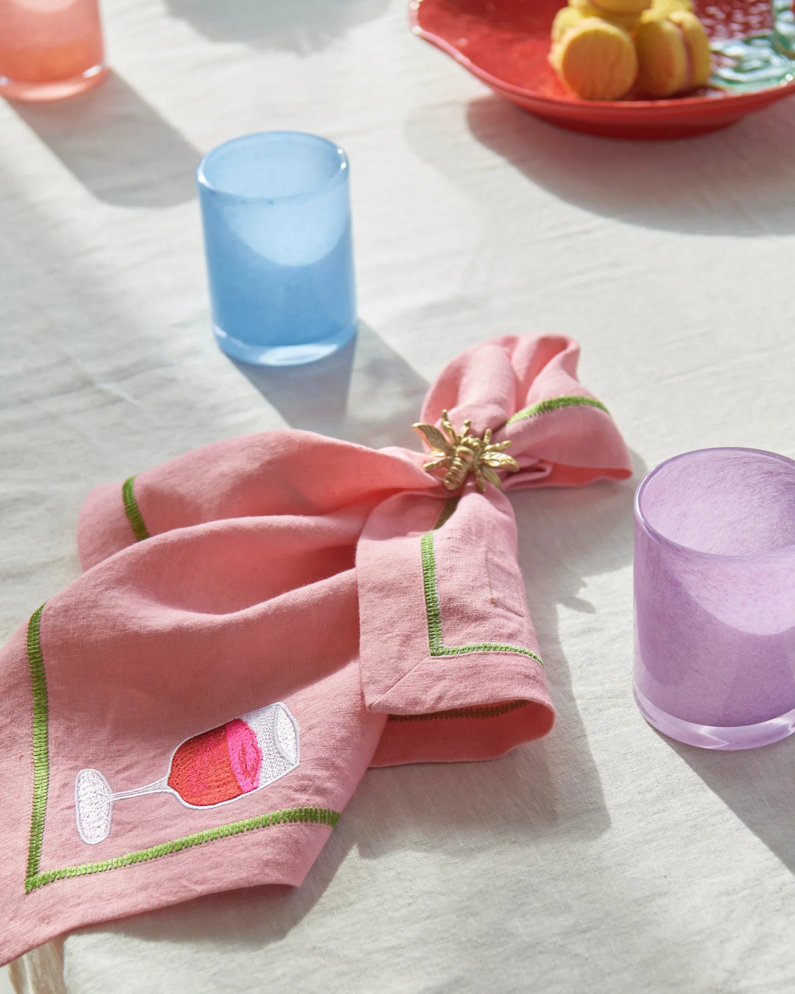 KIP & CO - EMBROIDERED LINEN 4P NAPKIN SET - SUPPER CLUB