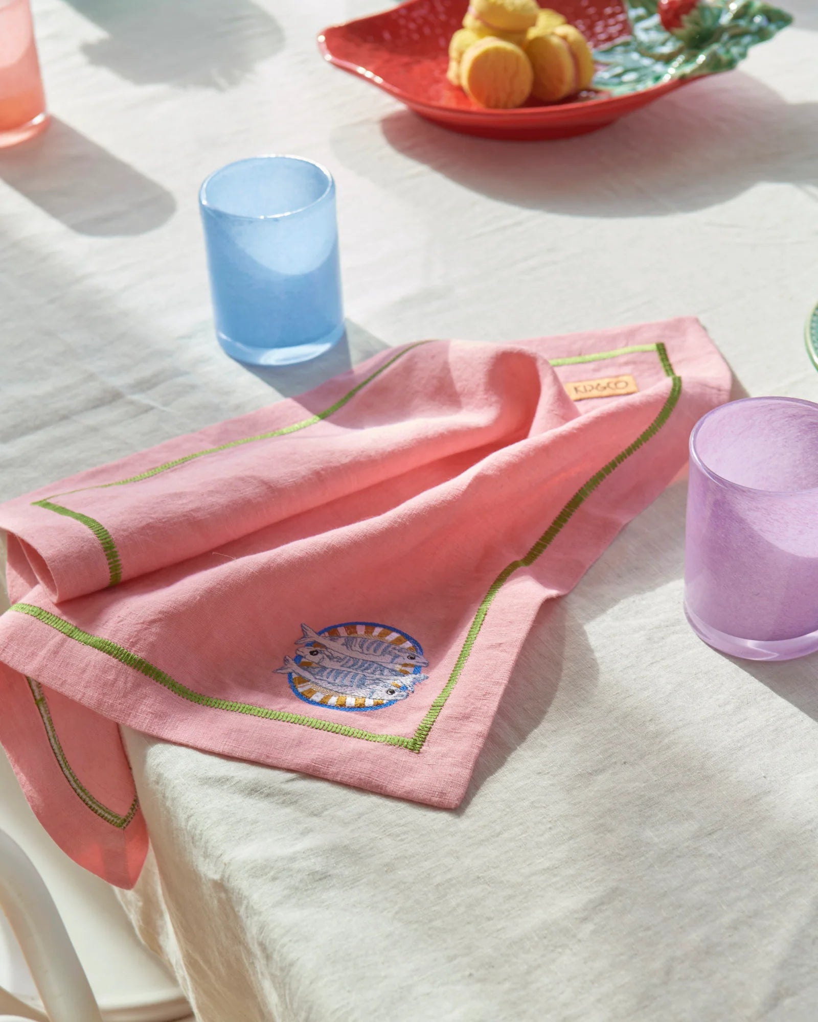 KIP & CO - EMBROIDERED LINEN 4P NAPKIN SET - SUPPER CLUB