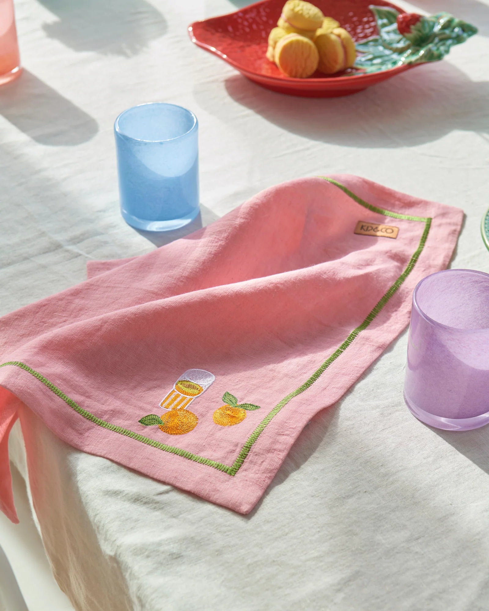 KIP & CO - EMBROIDERED LINEN 4P NAPKIN SET - SUPPER CLUB