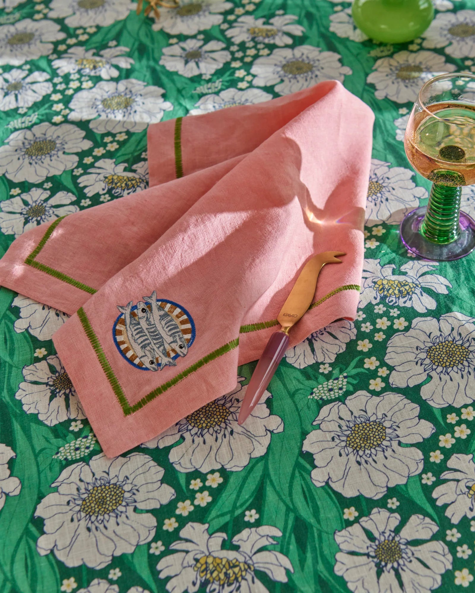 KIP & CO - EMBROIDERED LINEN 4P NAPKIN SET - SUPPER CLUB