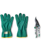 Load image into Gallery viewer, KIP &amp; CO - TUMBLING FLOWERS GREEN GARDEN SECATEURS AND GLOVES SET
