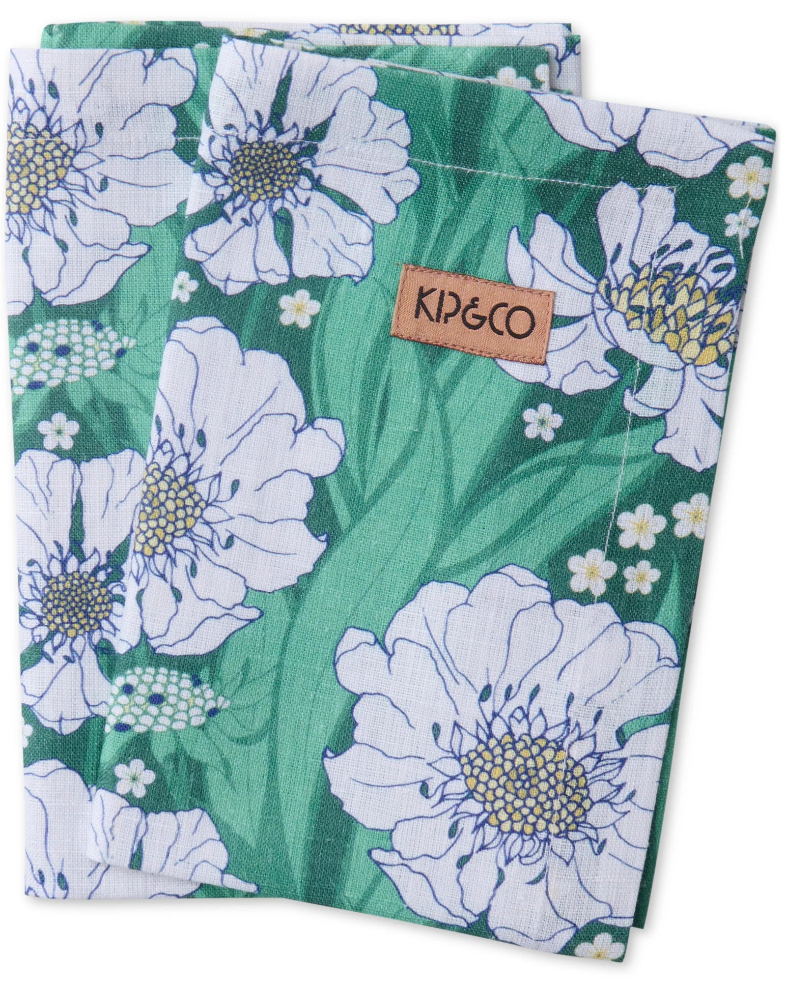 KIP & CO - LINEN 4P NAPKIN SET - TUMBLING FLOWERS GREEN
