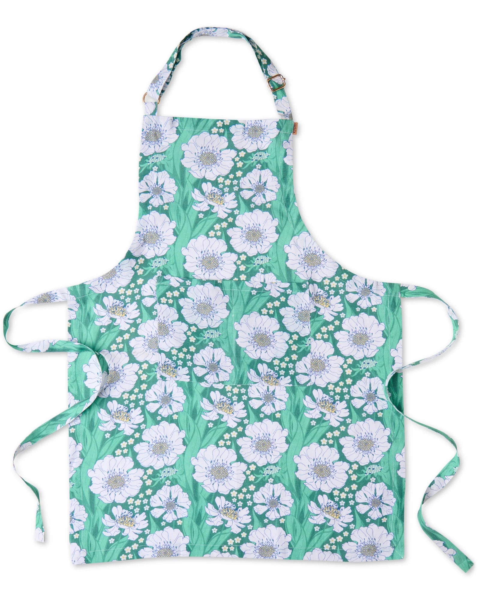 KIP & CO - LINEN APRON - TUMBLING FLOWERS GREEN