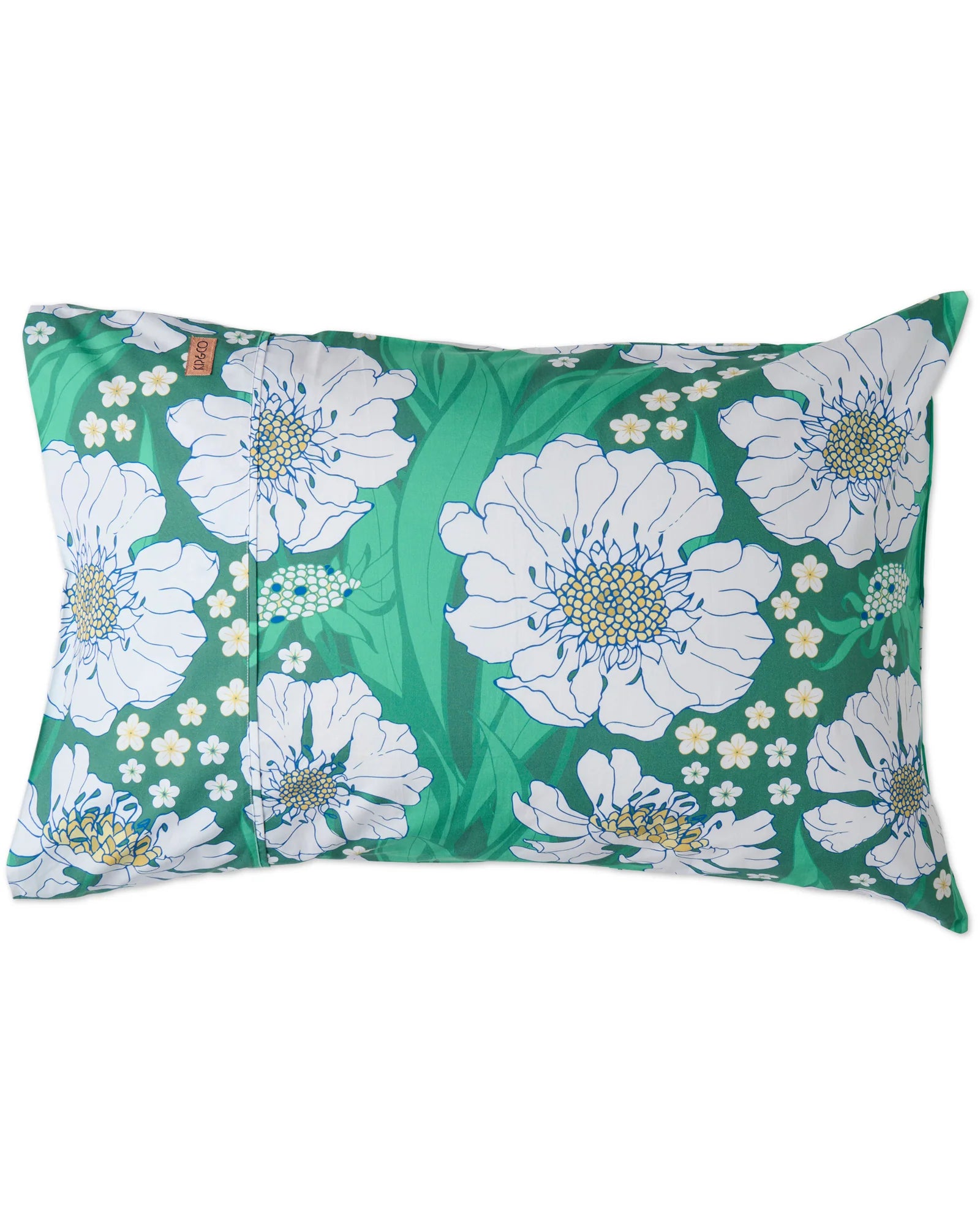 KIP & CO - ORGANIC COTTON PILLOWCASE 2P STD SET -TUMBLING FLOWERS GREEN