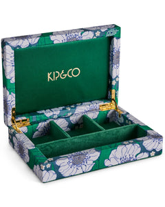 KIP & CO - VELVET JEWELLERY BOX SMALL - TUMBLING FLOWERS GREEN
