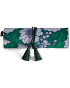 KIP & CO - VELVET JEWELLERY ROLL  - TUMBLING FLOWERS GREEN
