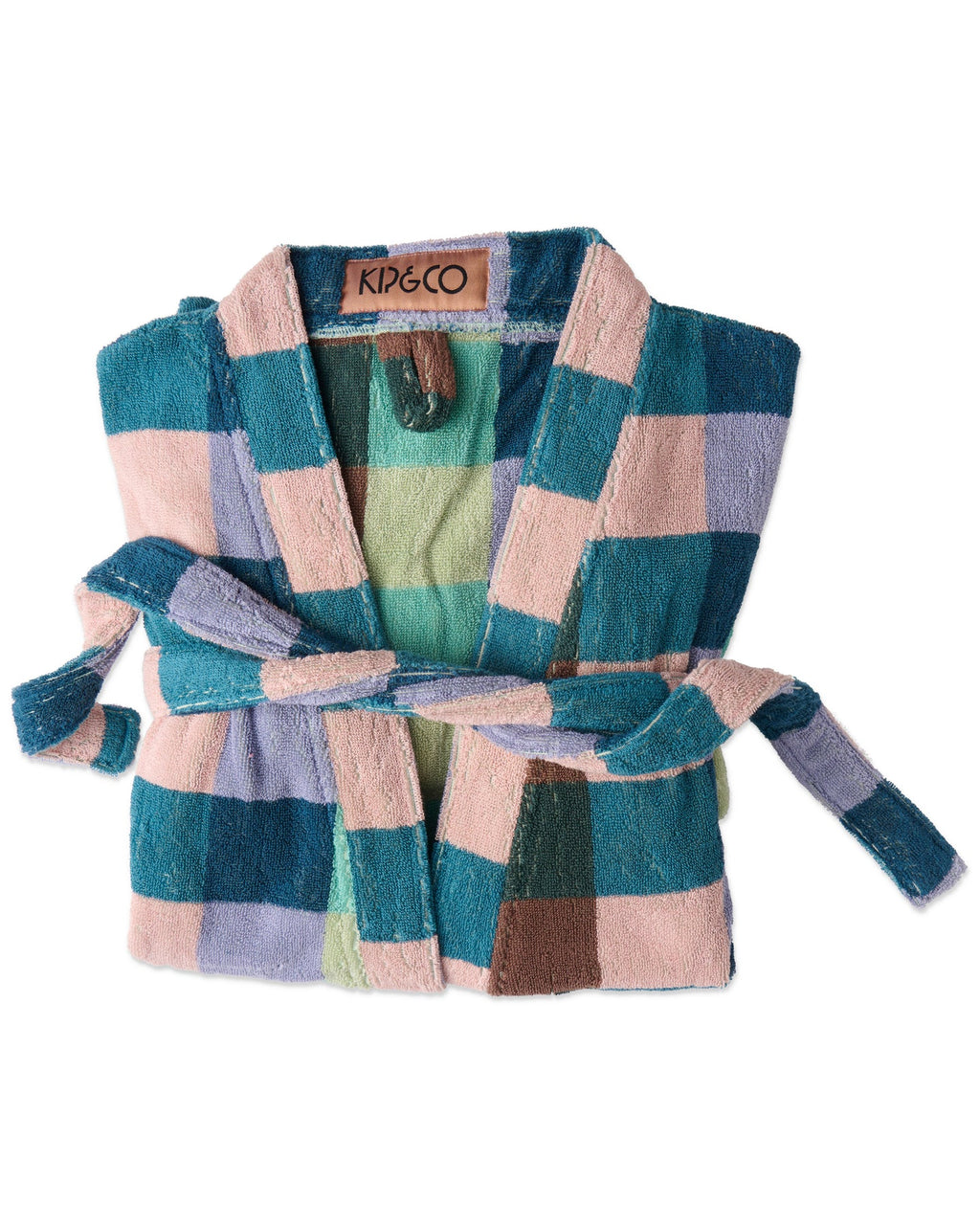 KIP & CO - TERRY BATH ROBE S/M - WOODLAND TARTAN