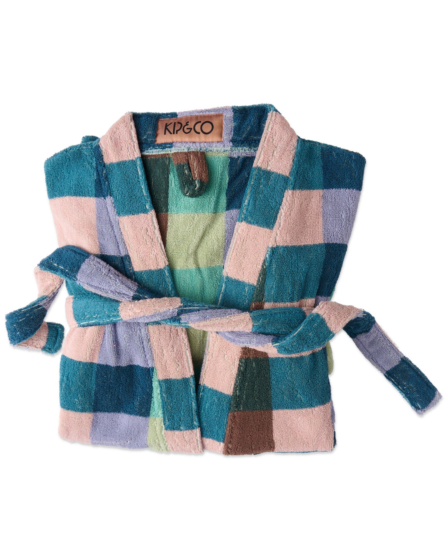 KIP & CO - TERRY BATH ROBE S/M - WOODLAND TARTAN