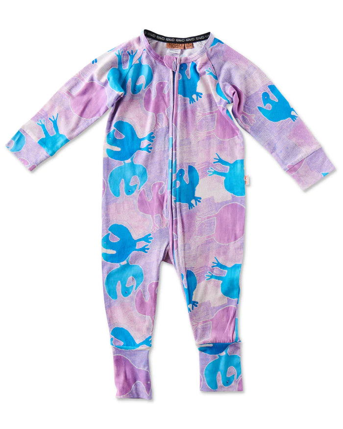 KIP & CO X ERNABELLA ARTS -TJULPU KULUNYPA ORGANIC LONG SLEEVE ZIP ROMPER