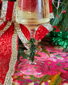 KIP & CO - WINE GLASS 2P SET - OH CHRISTMAS TREE