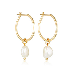 LINDA TAHIJA - BAROQUE PEARL WILLPOWER HOOP EARRINGS