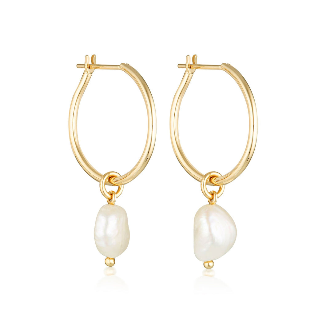 LINDA TAHIJA - BAROQUE PEARL WILLPOWER HOOP EARRINGS