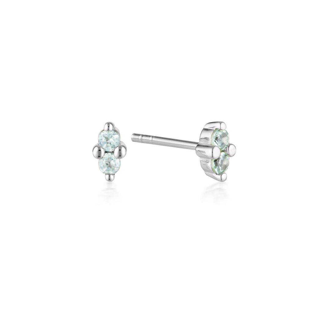 LINDA TAHIJA - SILVER BIRTHSTONE STUD EARRINGS - AQUAMARINE