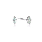 LINDA TAHIJA - SILVER BIRTHSTONE STUD EARRINGS - AQUAMARINE