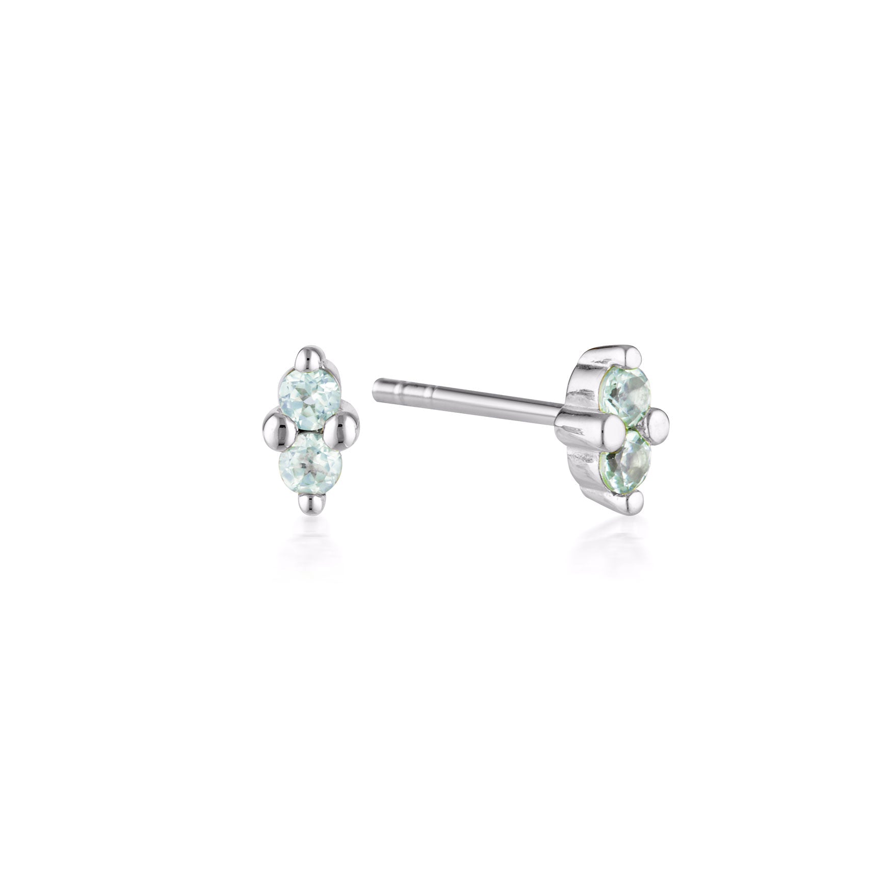 LINDA TAHIJA - SILVER BIRTHSTONE STUD EARRINGS - AQUAMARINE