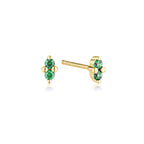 LINDA TAHIJA - GOLD BIRTHSTONE STUD EARRINGS - CREATED EMERALD