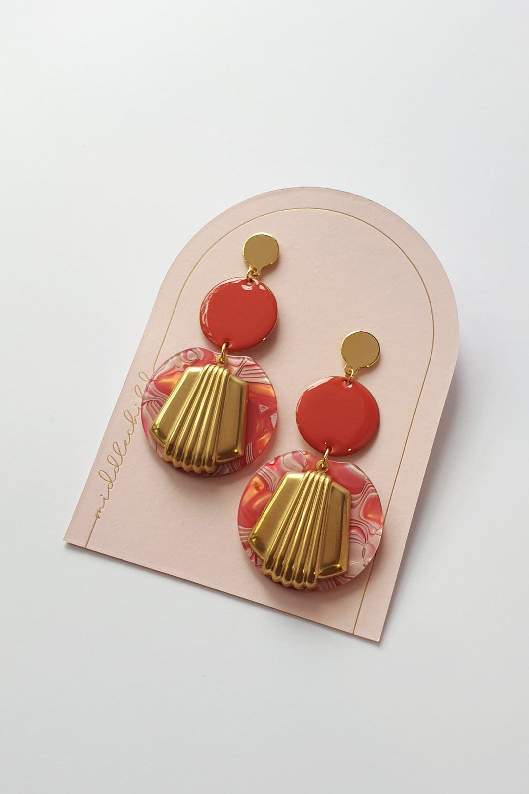 MIDDLE CHILD - TROPHY EARRINGS - CORAL