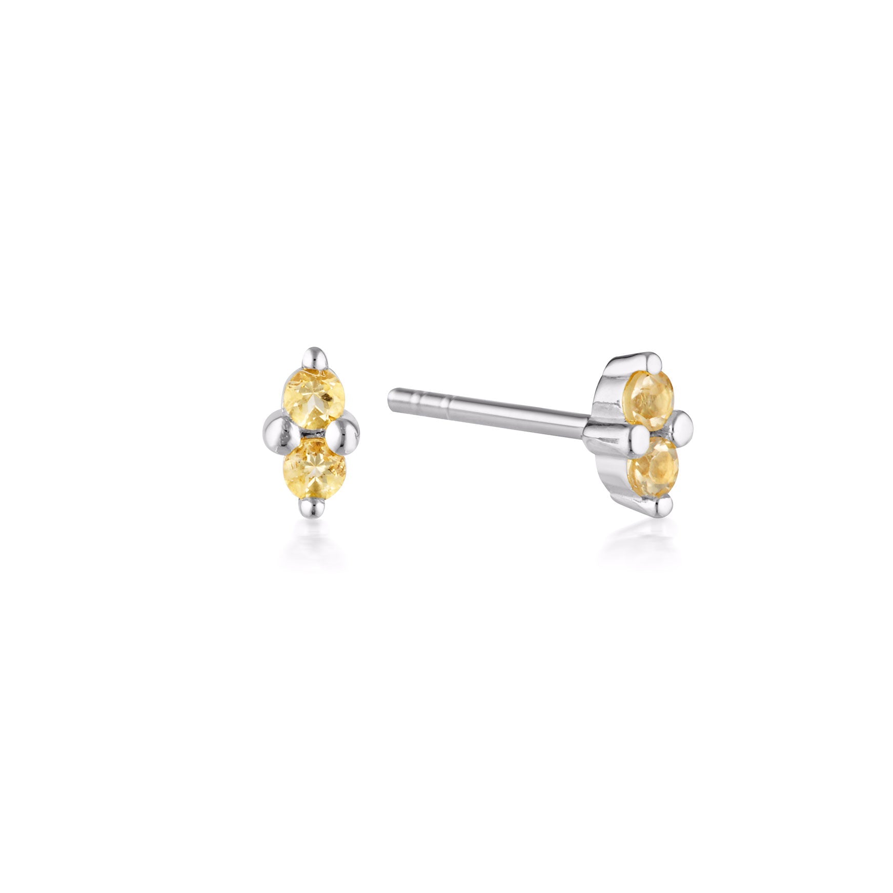 LINDA TAHIJA - SILVER BIRTHSTONE STUD EARRINGS - CITRINE