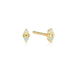 LINDA TAHIJA - GOLD BIRTHSTONE STUD EARRINGS - OPAL
