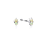 LINDA TAHIJA - SILVER BIRTHSTONE STUD EARRINGS - OPAL