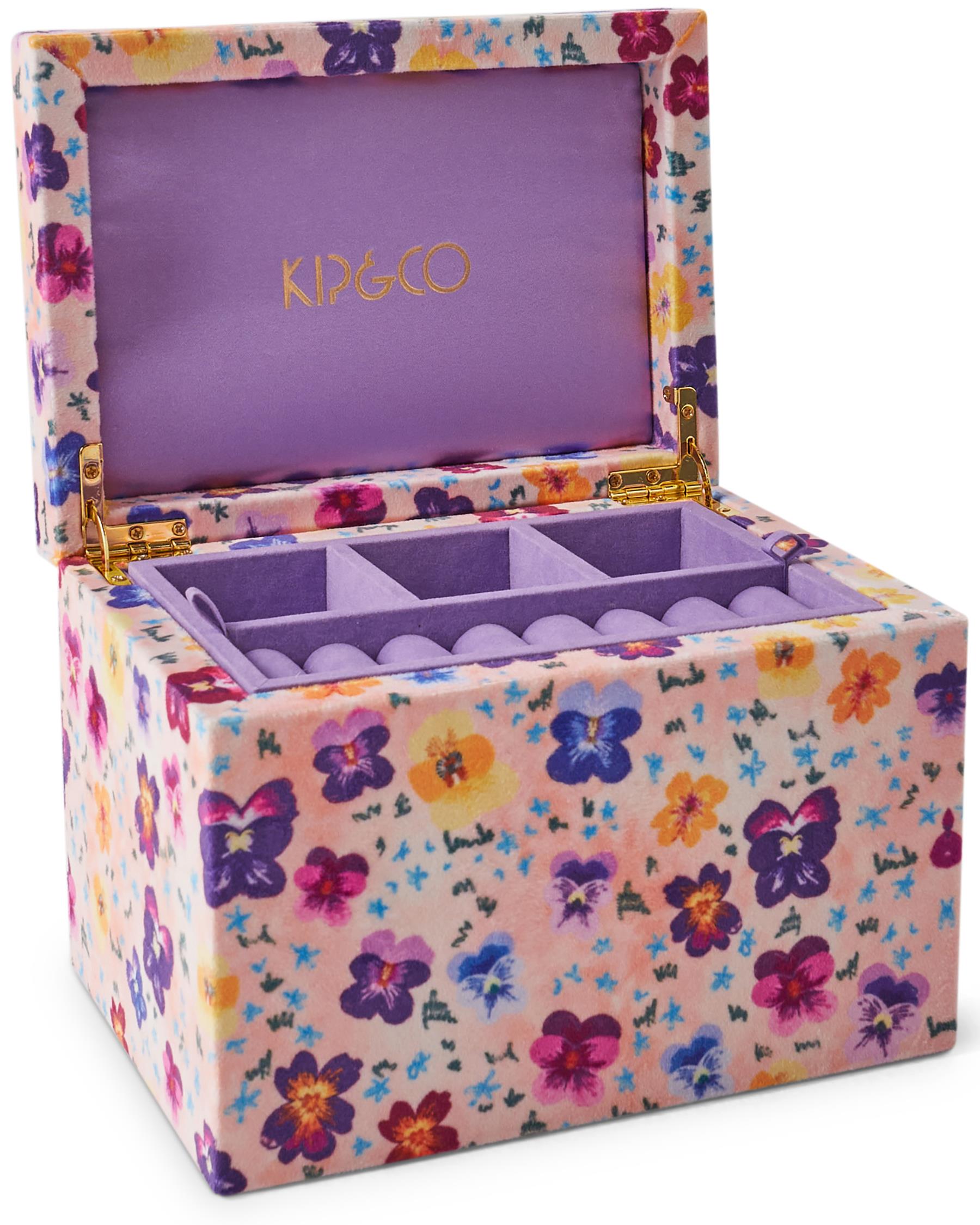 KIP & CO - LARGE VELVET JEWELLERY BOX - PANSY