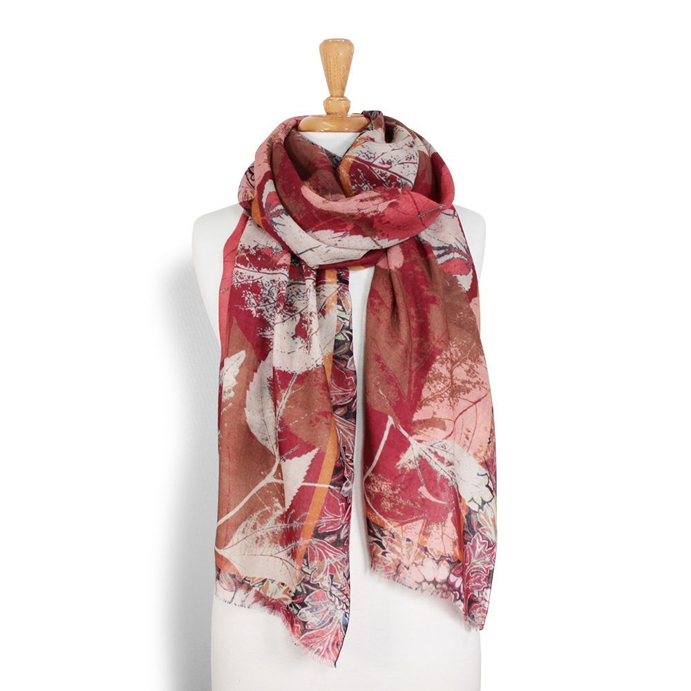 D)LUX - PARKER LEAF WOOL/MODAL SCARF - SPICE