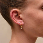 LINDA TAHIJA - PEARL CHARM HUGGIE HOOP EARRINGS - GOLD