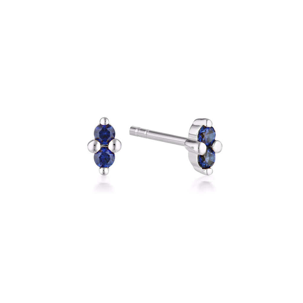 LINDA TAHIJA - SILVER BIRTHSTONE STUD EARRINGS - CREATED SAPPHIRE