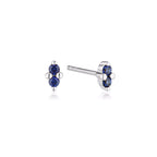 LINDA TAHIJA - SILVER BIRTHSTONE STUD EARRINGS - CREATED SAPPHIRE