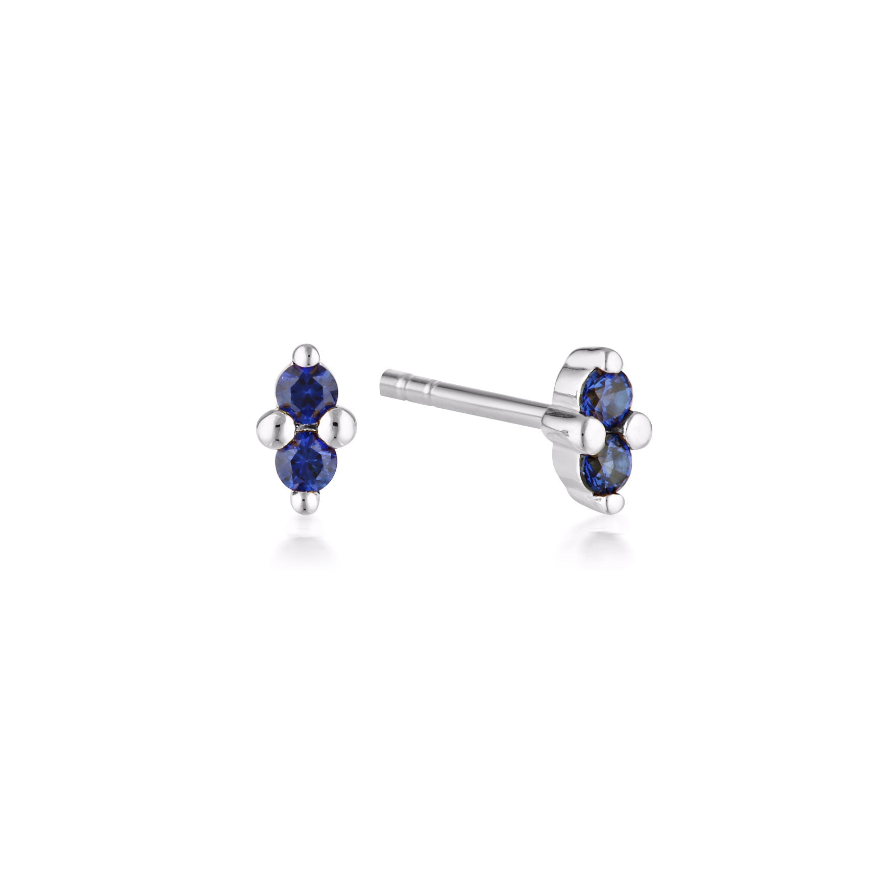 LINDA TAHIJA - SILVER BIRTHSTONE STUD EARRINGS - CREATED SAPPHIRE