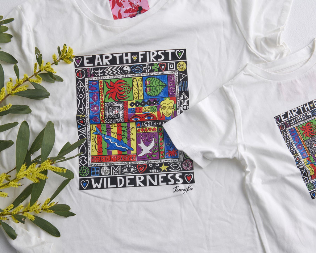 KIP & CO X JENNY KEE - ADULT ORGANIC COTTON T-SHIRT - EARTH FIRST WILDERNESS