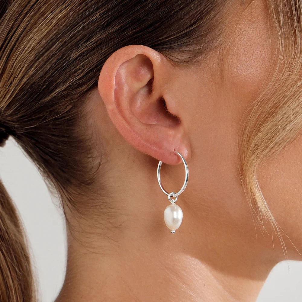 LINDA TAHIJA - BAROQUE PEARL WILLPOWER HOOP EARRINGS - STERLING SILVER