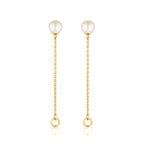 LINDA TAHIJA - ZOE CHAIN PEARL STUD EARRINGS - GOLD