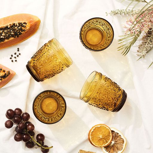 WANDERING FOLK - AMBER TUMBLER GLASS (SET OF 4)