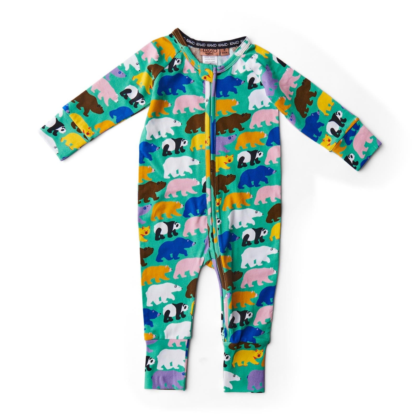 KIP & CO - ORGANIC LONG SLEEVE ZIP ROMPER - CAN'T BEAR IT