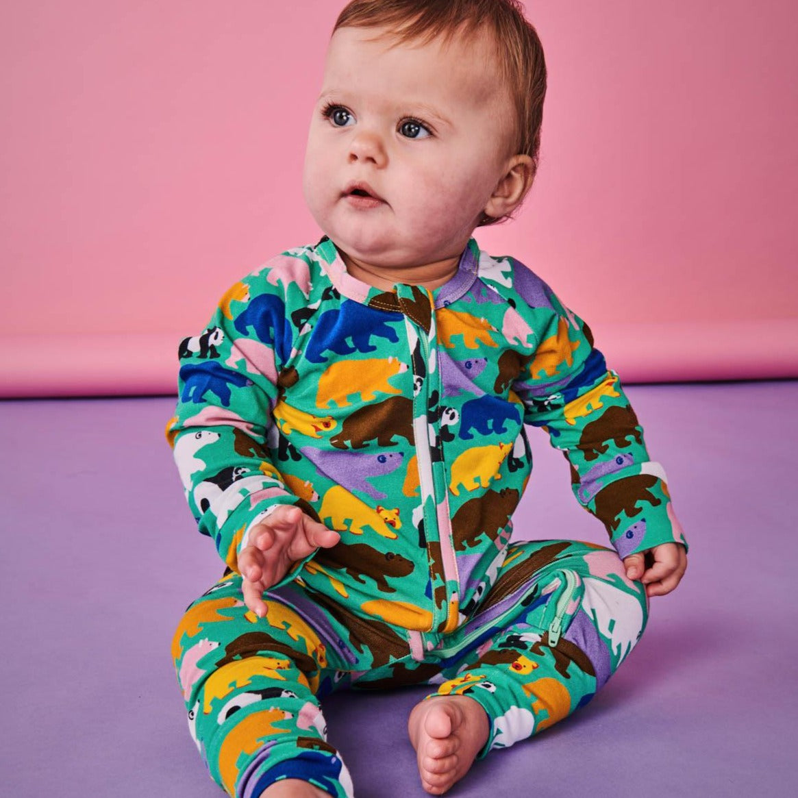 KIP & CO - ORGANIC LONG SLEEVE ZIP ROMPER - CAN'T BEAR IT