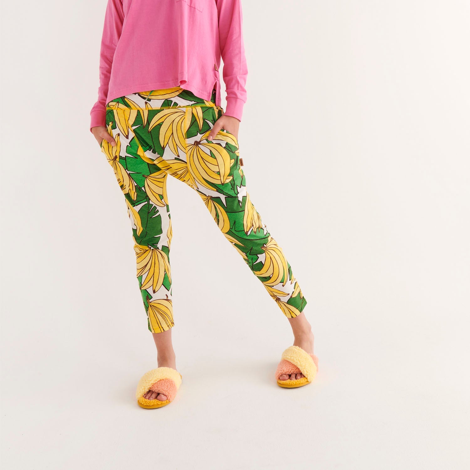 KIP & CO - BOUCLE ADULT SLIPPERS - PEACHES AND PINEAPPLE