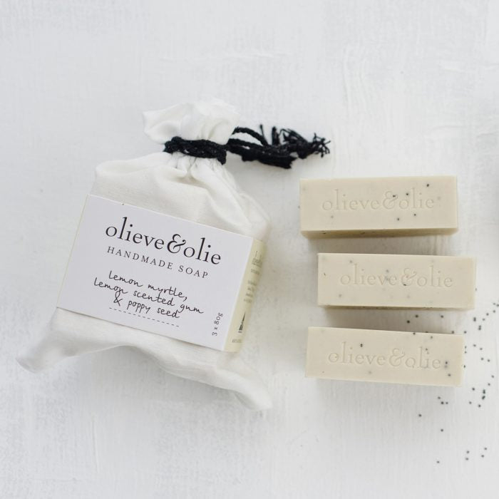 OLIEVE & OLIE - LEMON MYRTLE & POPPY SEED HANDMADE BAR SOAP - 3 PACK